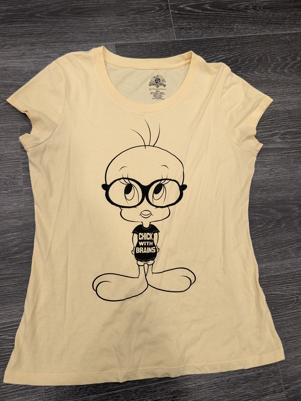Women's Yellow Tweety 'Chick With Brains' Graphic Tee